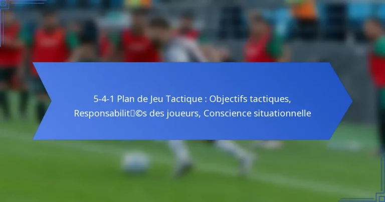 5-4-1 Plan de Jeu Tactique : Objectifs tactiques, Responsabilités des joueurs, Conscience situationnelle
