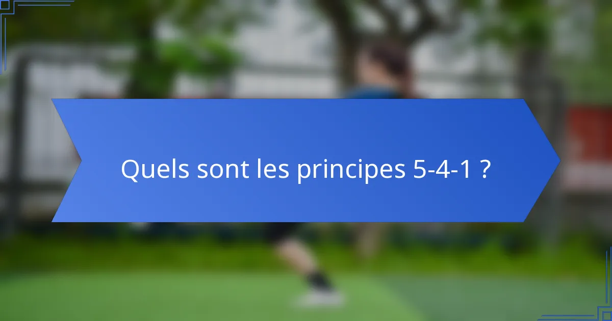 Quels sont les principes 5-4-1 ?
